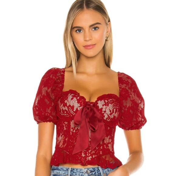 MAJORELLE Ansel Top in Rouge Red NWOT Size Small - Picture 1 of 3
